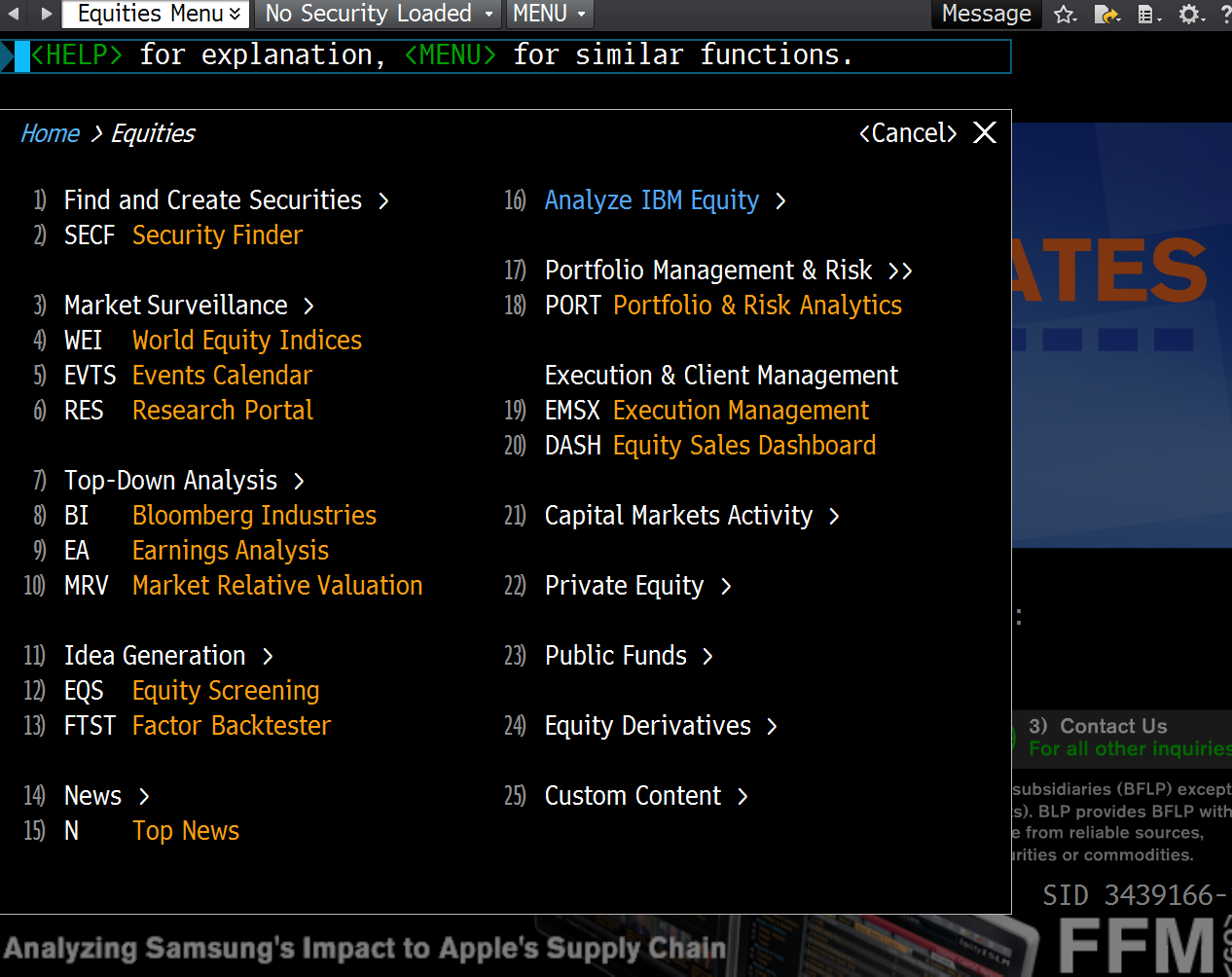 Bloomberg: Accessing Financial Data